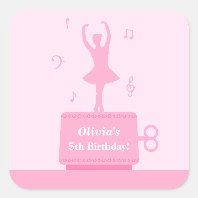 Ballerina Music Box Girl Birthday Deco Sticker (Vorderseite)