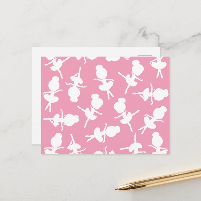 Ballerina Muster, Ballettmädchen, Balletttanz Postkarte (Vorderseite/Rückseite Beispiel)
