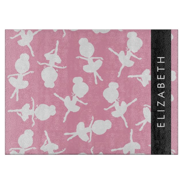 Ballerina Muster, Ballettmädchen, Tanz, Ihr Name Schneidebrett (Vorderseite)