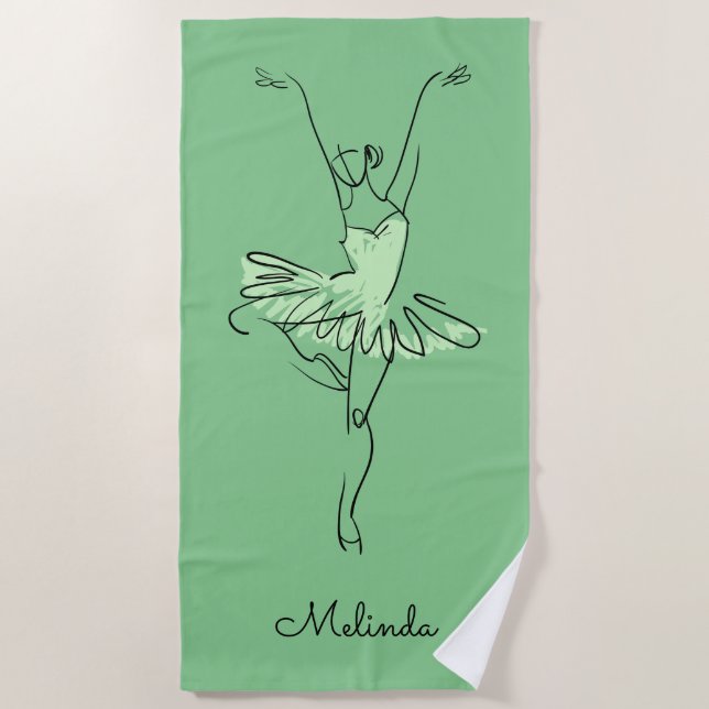 Ballerina-Name- u. -farbbadetuch Strandtuch (Vorderseite)