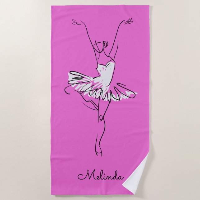 Ballerina-Name- u. -farbbadetuch Strandtuch (Vorderseite)