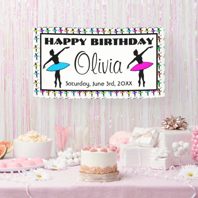 Ballerina Neon Ballet Tänzer tanzen Happy Birthday Banner (Party)