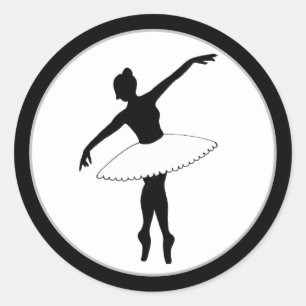 Ballerina Neon Ballet Tänzerin Silhouette Black Runder Aufkleber