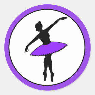 Ballerina Neon Ballet Tänzerin Silhouette Lila Runder Aufkleber