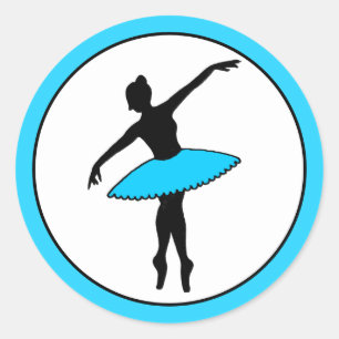 Ballerina Neon Ballet Tänzerin Silhouette Runder Aufkleber