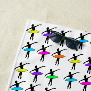 Ballerina Neon Tutus Silhouette Ballett Tänzer Strandtuch