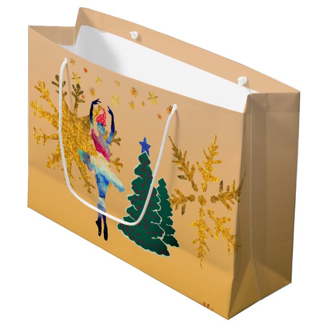 Ballerina Neues Jahr Maßgeschneiderte Geschenktasc Große Geschenktüte (Vorderseite Schrägansicht)