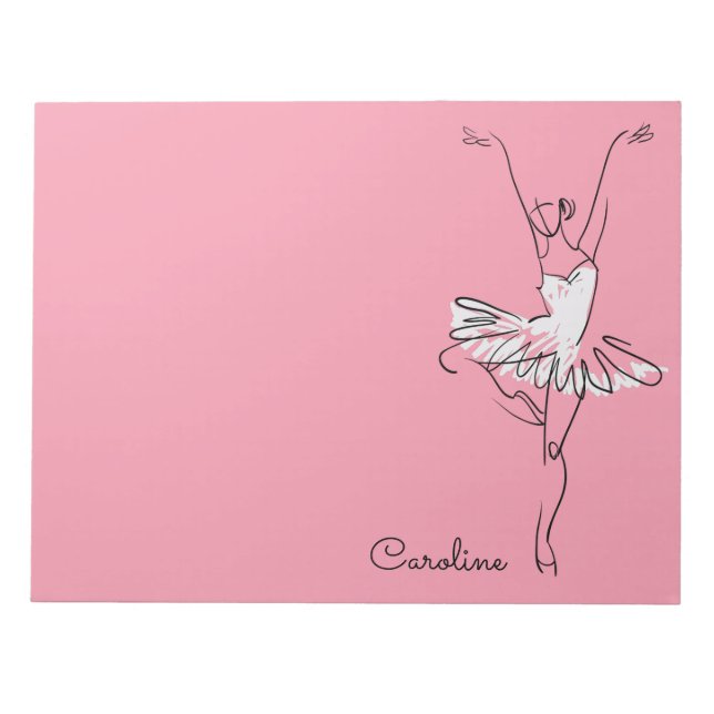 Ballerina nom personnalisé et bloc-notes couleur (Devant)