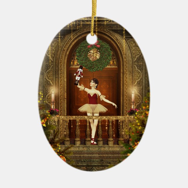 Ballerina Nutcracker personalisierte Oval Ornament (Vorne)