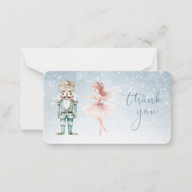 Ballerina & Nutcracker Weihnachten Vielen Dank Mitteilungskarte (Vorderseite)