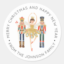 Ballerina Nutcracker Weihnachtsfeiertag Classic Ro Runder Aufkleber