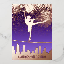 Ballerina NYC Skyline Fireworks Sweet 16 Rose Gold