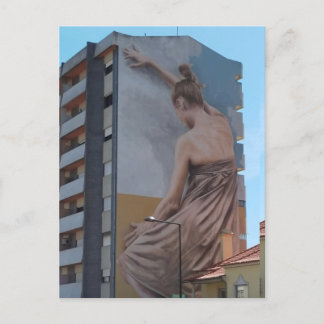 ballerina painting wall building city ballerina postkarte