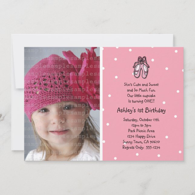 Ballerina-Pantoffel-Foto-Einladung oder danken Einladung (Vorderseite)