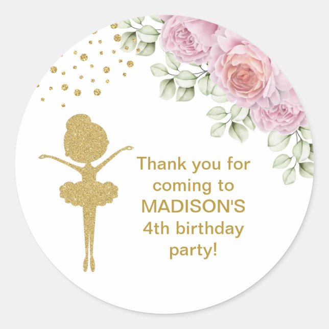 Ballerina Parties scintillant or mignonne Stickers (Devant)