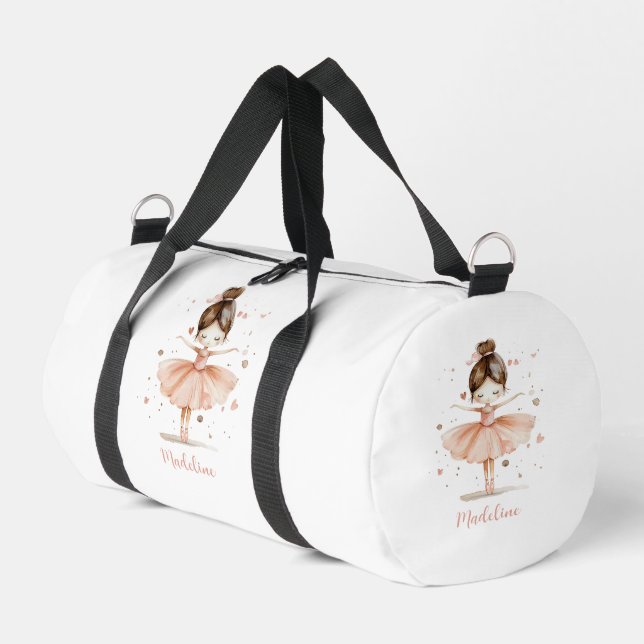 Ballerina Personalisiert Name Girly Duffle Bag (Linke Seite)
