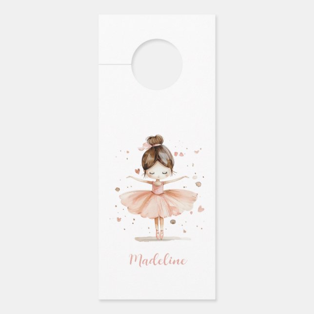 Ballerina Personalisiert Name Girly Türanhänger (Vorderseite)