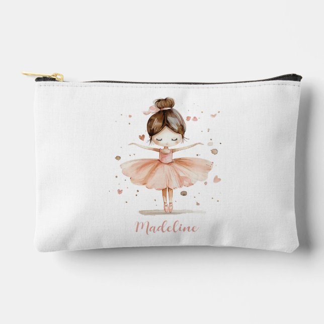Ballerina Personalisiert Name Girly Zubehörtasche (Vorderseite)