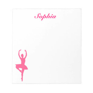 Ballerina-personalisierter Notizblock (pink)
