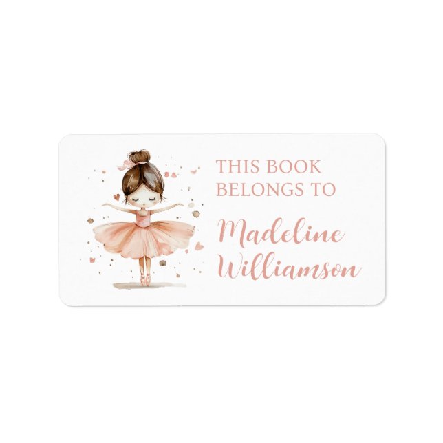 Ballerina Personnalisée Fille Plate Nom Étiquette (Devant)