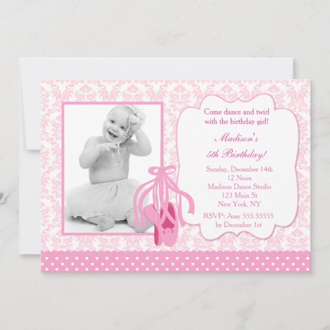 Ballerina Photo Anniversaire Invitation (Devant)