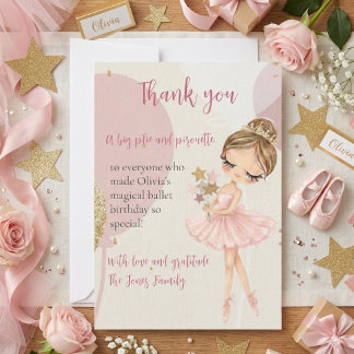 Ballerina Pink Ballet Dancer Girl Birthday Dankeskarte