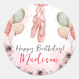 Ballerina Pink Ballet Slippers Blüte Runder Aufkleber