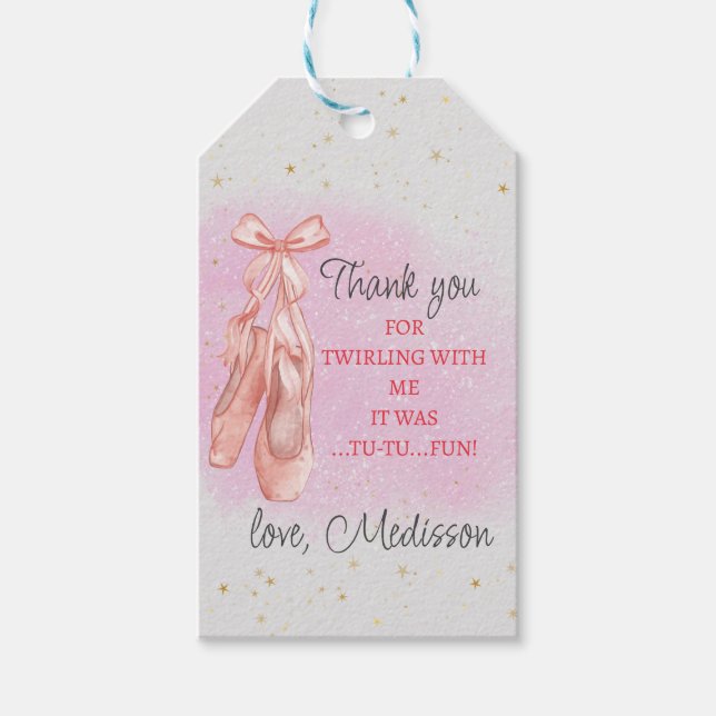 Ballerina Pink Ballet Slippers Gunst Geschenkanhänger (Vorderseite)