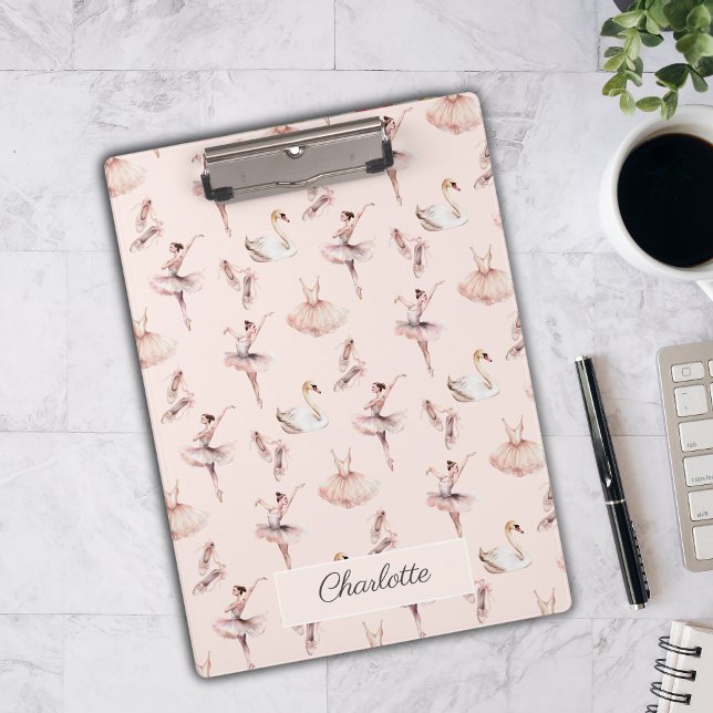 Ballerina Pink Ballettschuhe Personalisierter Name Klemmbrett (Von Creator hochgeladen)
