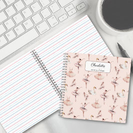 Ballerina Pink Ballettschuhe Personalisierter Name Notizbuch