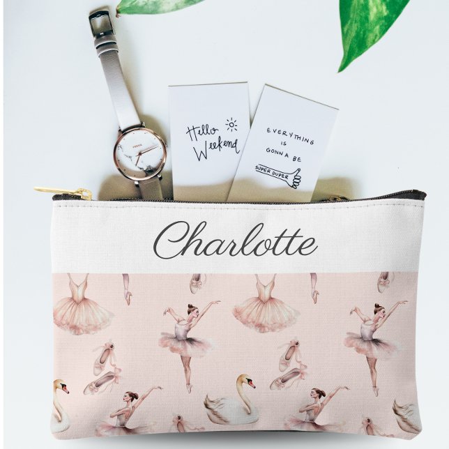 Ballerina Pink Ballettschuhe Personalisierter Name Zubehörtasche (Von Creator hochgeladen)