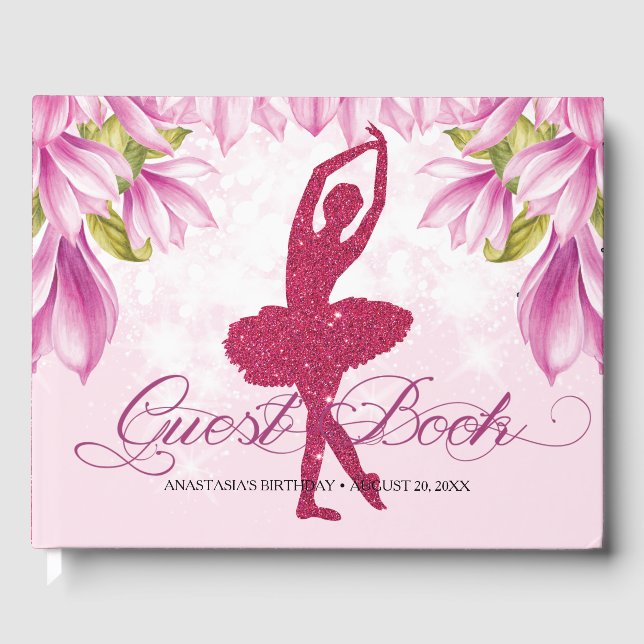 Ballerina Pink Geburtstag I Kinderdusche Gästebuch (Vorderseite)