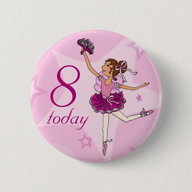 Ballerina pink girl birthday button (Vorderseite)