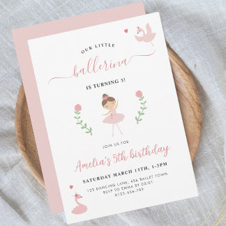 Ballerina Pink Pastel Girlie Einladung zum Geburts