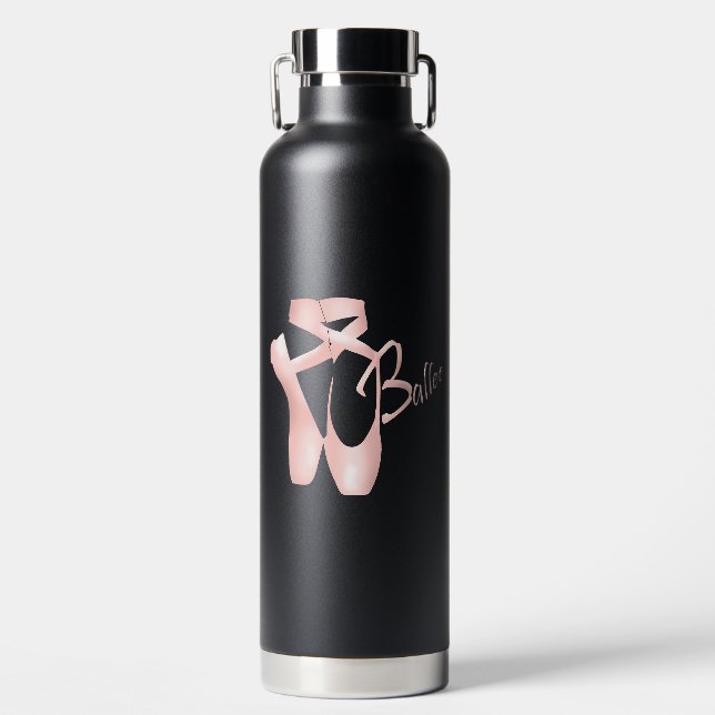 Ballerina Pink Pink Schuhe Schwarz Trinkflasche (Vorderseite)
