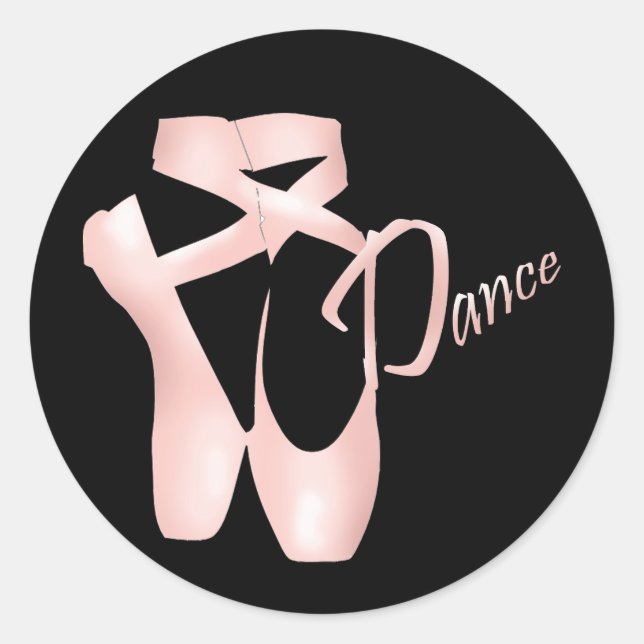 Ballerina Pink Schuhe Tanzaufkleber Runder Aufkleber (Vorderseite)