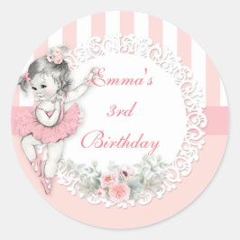 Ballerina Pink Tutu Blume Runder Aufkleber