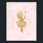 Ballerina Pink und Gold Stars Art Deco Poster<br><div class="desc">Ein rosa Aquarellhintergrund mit einer goldenen Farbballerina,  das Design anpassen und Ihren Text hinzufügen.</div>