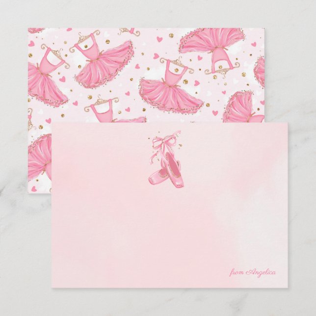 Ballerina Pointe Chaussures Tutu Carte à Note pers (Devant / Derrière)
