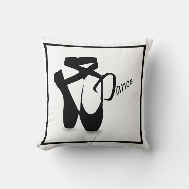 Ballerina Pointe Shoes Black Dance Pillow Kissen (Vorderseite)