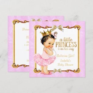 Ballerina Princess Baby Dusche Pink Gold Brünett Einladung