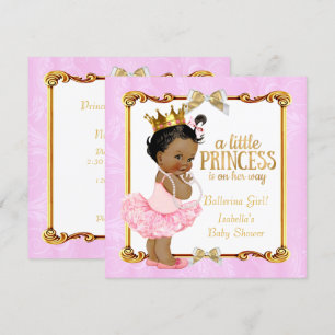 Ballerina Princess Baby Dusche Rosa Gold Ethnic Einladung