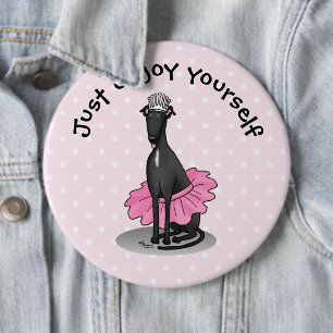 Ballerina Princess Greyhound Dog (schwarz) Button