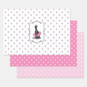 Ballerina Princess Greyhound Dog (schwarz) Geschenkpapier Set