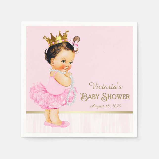 Ballerina Princess Pink Gold Baby Dusche Serviette (Vorderseite)