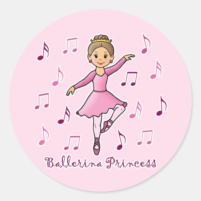 Ballerina Princess Runder Aufkleber (Vorderseite)
