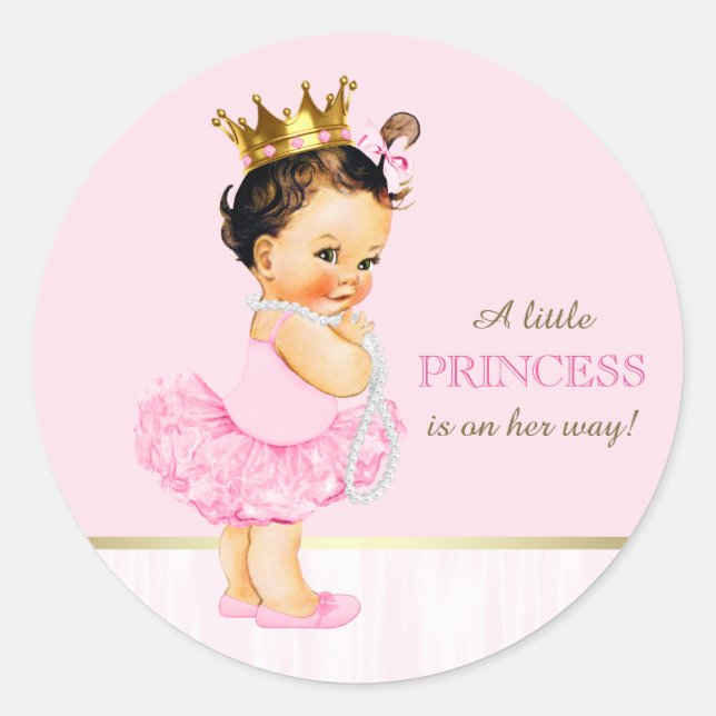 Ballerina Princess Tutu Babydusche Runder Aufkleber (Vorderseite)