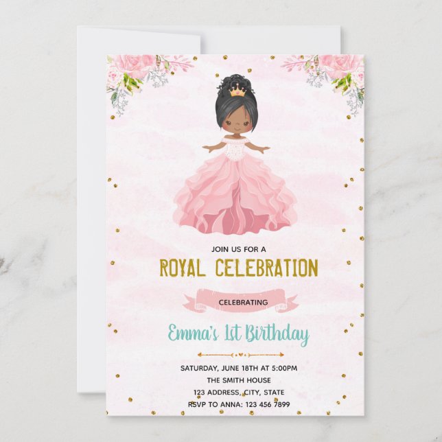 Ballerina princesse invitation anniversaire (Devant)