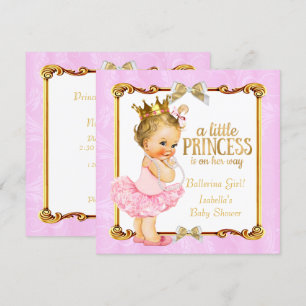Ballerina Prinzessin Baby Shower Pink Gold Blond Einladung