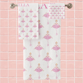 Ballerina Prinzessin Tänzerin Rosa Weiße Mädchen M Badhandtuch Set